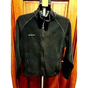 EUC COLUMBIA WOMENS Extra Large Full‎ Zip Black Fleece Jacket With Pockets
